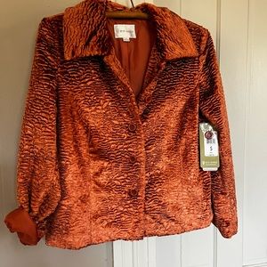 Erin London Chenille Velvet NWT Burnt Orange Jacket/Coat/Blazer